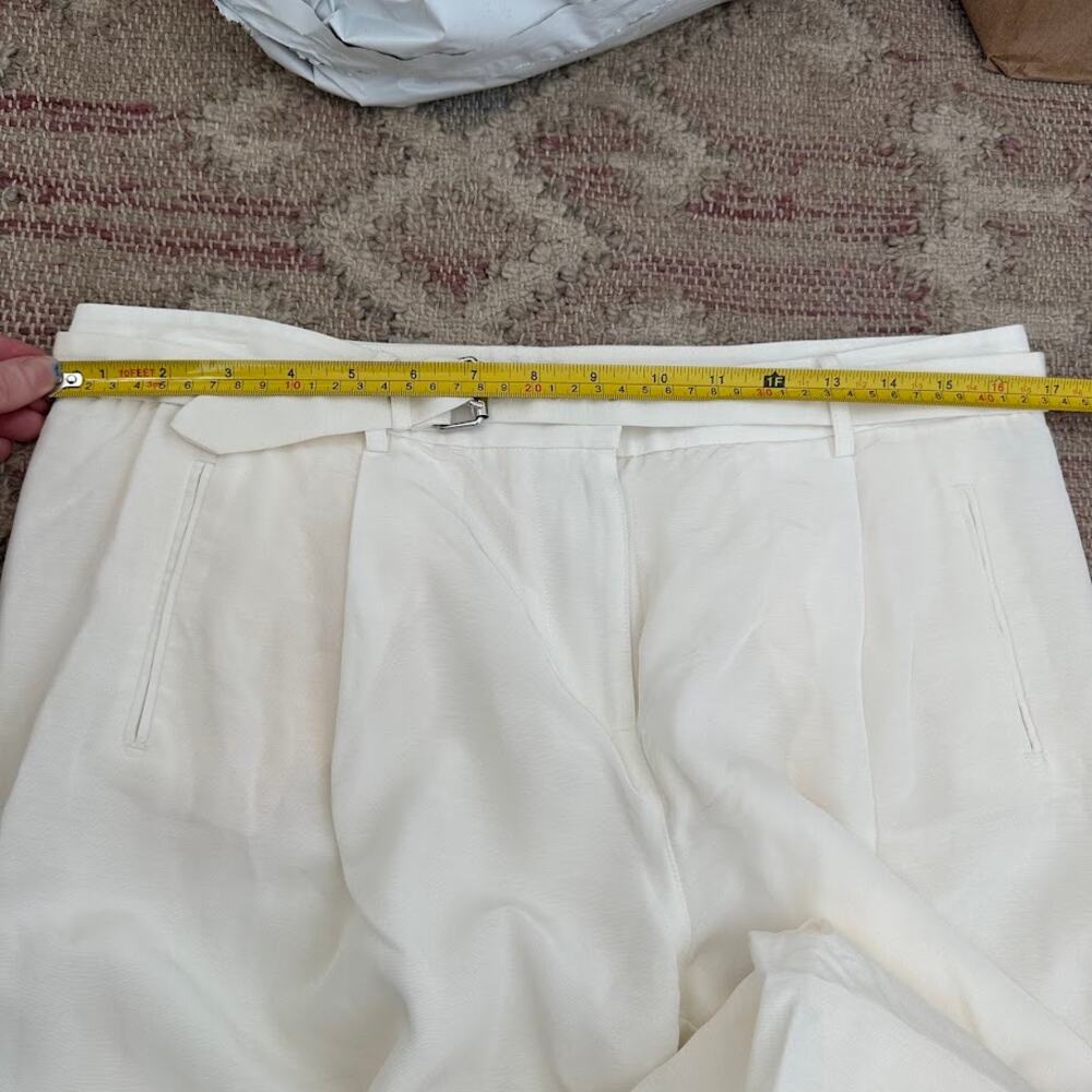 ATM White Pleated Wide Leg Pants Size 10 - Picture 10 of 12